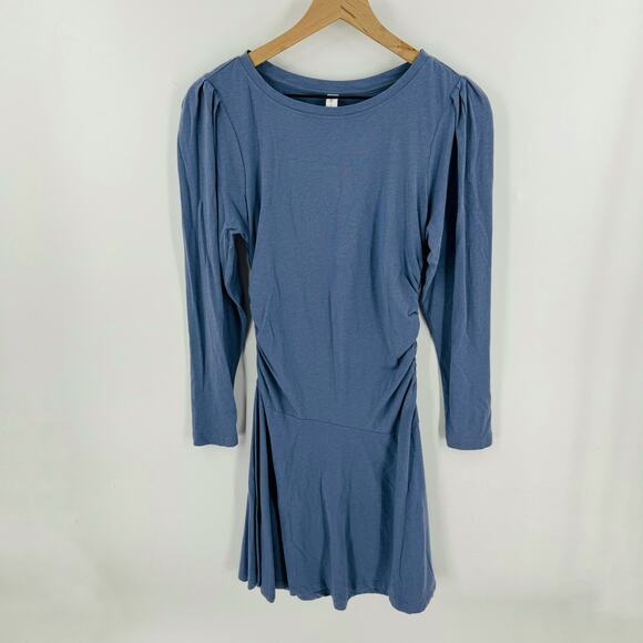 Anthropologie Daily Practice Muted Periwinkle Ruched Mini Dress Size S Small - Picture 2 of 11